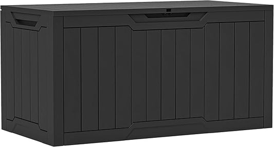 YITAHOME 100 Gallon Resin Deck Box, Weather Resistant Outdoor Storage Box, Lockable Indoor Outdoor Storage for Supplies and Essentials, Black YITAHOME