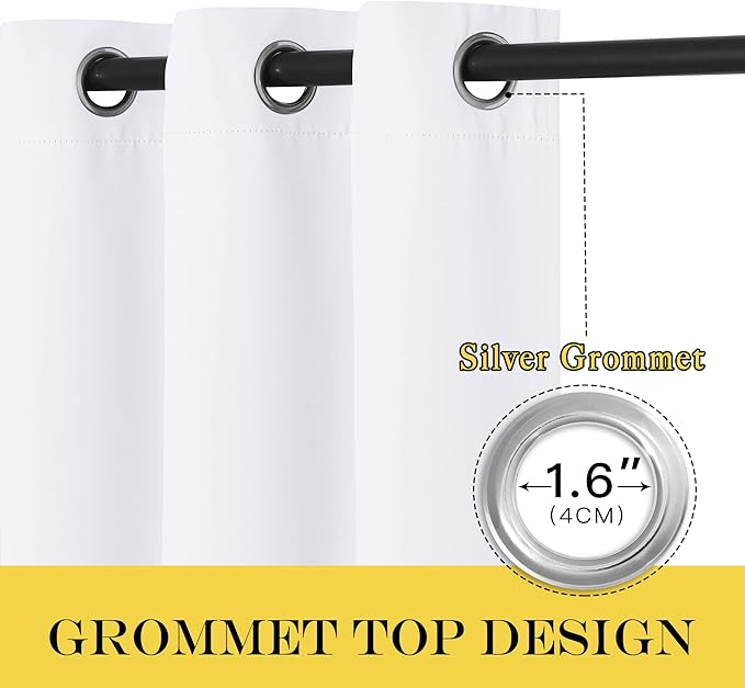 NICETOWN Patio Blackout Curtain Panels - Extra Wide Sliding Door Thermal Insulated Drape, Privacy Room Divider Curtain for Bedroom Office (White, 66 x 118 Inch Long) NICETOWN