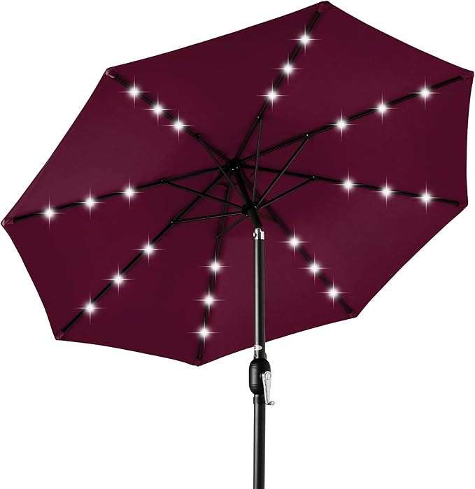 Best Choice Products 10ft Solar Polyester LED Lighted Patio Umbrella w/Tilt Adjustment and UV-Resistant Fabric BestChoiceProducts