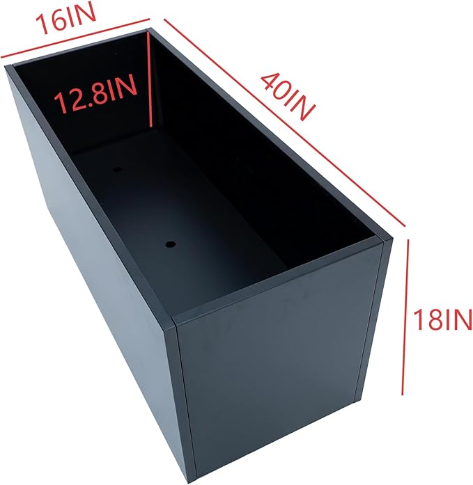 40" L x 16" W x 18" H Metal Large Rectangular Planter - Long Planter Box for Outdoor Patio/Porch Planter Boxes Outdoor Modern Design for Plants, Flowers, Garden,Spliced Flower Pot (Black) MinCHI257