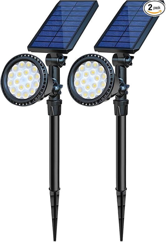 Solar Spot Lights Outdoor, 18 LED Bright Solar Powered Lights Outdoor Waterproof IP65 with 2 Modes Auto On/Off Landspace Flood Light for Flag Pole Palm Tree Sign Statue Garden Yard Patio (2 Pack) OSORD