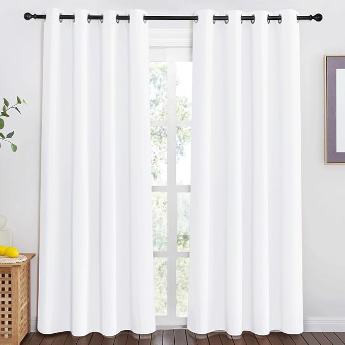 NICETOWN White Room Darkening Curtain 78 inch Length for Doorway - Grommet Privacy Door Curtain Sound Reducing Thermal Window Treatment for Living Room/Bedroom (1 Panel, W52 x L78) NICETOWN