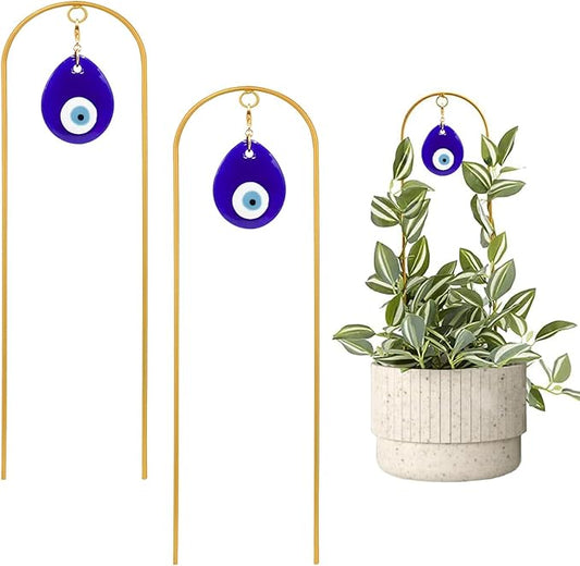 Plant Trellis for Climbing Plants indoor Evil Eye Decorations Mini Metal Houseplant Climber Support for Potted Plants Trellis Metal Yard Art Garden Stakes Decorative Indoor Outdoor 2 Pack Ivy Slepceub