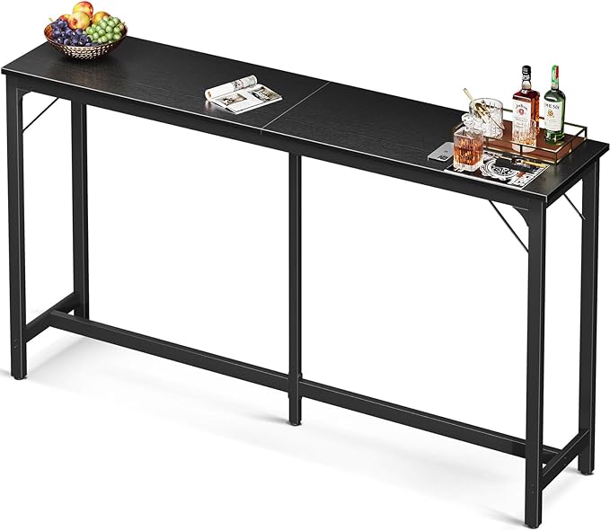 ODK 71 Inch Bar Table, Bar Height Pub Table, Counter Height Bar Table, Rectangular High Top Kitchen & Dining Counter Tables with Sturdy Legs & Easy-to-Clean Top, Black ODK