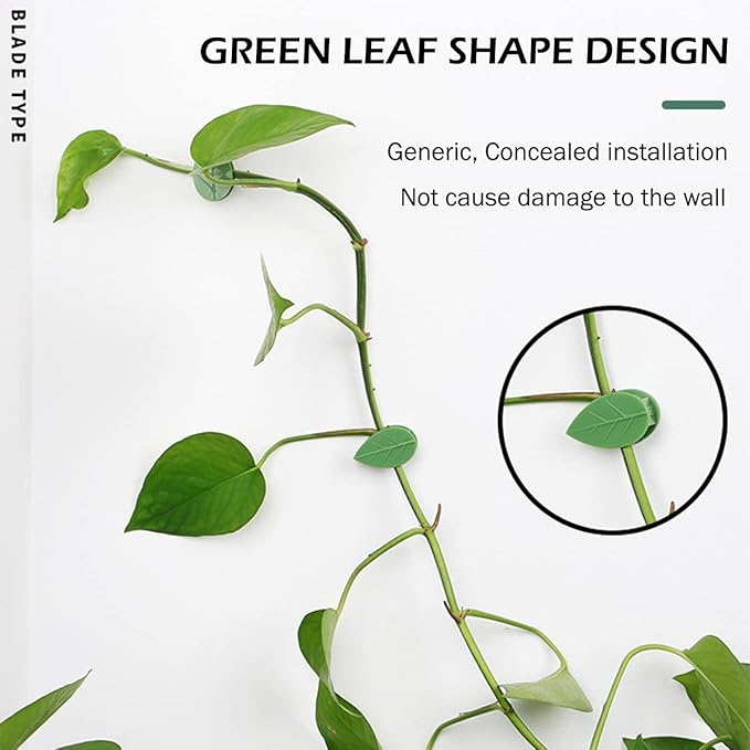 40 Pcs Plant Climbing Wall Fixture Clips Self-Adhesive Hook Vines Traction Clips Invisible Holder Garden Green Leaf Simulation Self-Adhesive Hook Wire Fixing Supporting LUCKJUJU