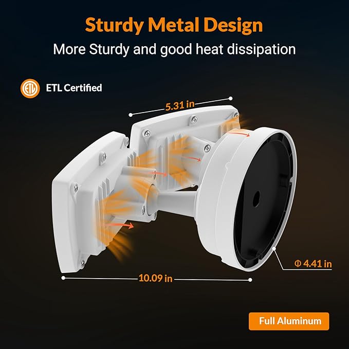 LEPOWER 28W 3000LM ‌LED Security Flood Light‌ ‌Outdoor‌, Switch Controlled Aluminum ‌Security Light‌, 2 Adjustable Heads, 5500K Daylight, IP65 Waterproof, Wet Location for Patio, Garden, Yard Lights LEPOWER