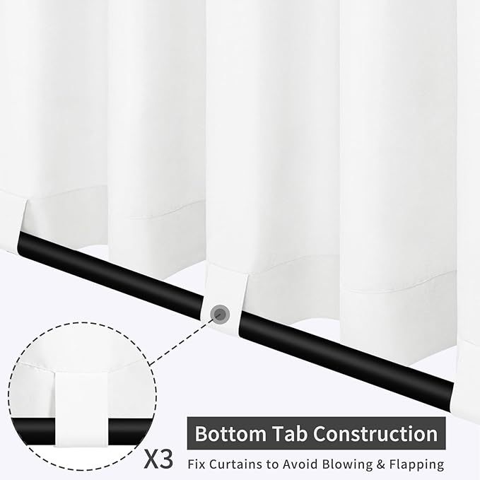 Easy-Going Outdoor Patio Curtains Detachable Tab Top Windproof Weatherproof Curtain for Cabana, Porch, Pergola and Gazebo, Tab Bottom Drape, 2 Panels, 54W x 84L inch, White Easy-Going