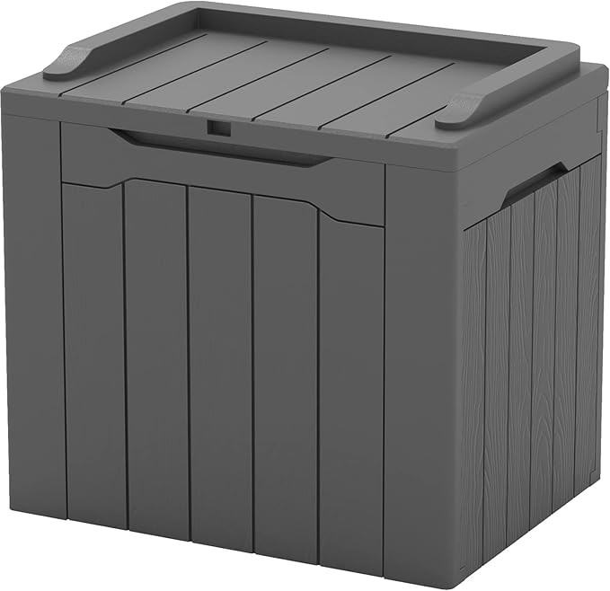 Patiowell 30 Gallon Resin Deck Box, Outdoor Storage Box for Patio Furniture, Deliveries, Pool Supplies,Waterproof and Lockable, Grey Patiowell