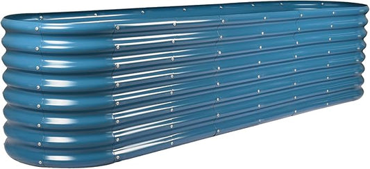 Land Guard 8×2×2ft Galvanized Raised Garden Bed Kit, Raised Garden Boxes Outdoor, Oval Metal Raised Garden Beds for Vegetables, Blue LandGuard