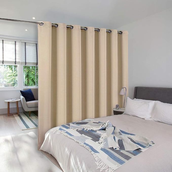 NICETOWN Sliding Door Room Divider Curtain, Blackout Patio Door Curtain Panels, Privacy Thermal Window Treatment Drape for Department with (Biscotti Beige, W100 x L95) NICETOWN