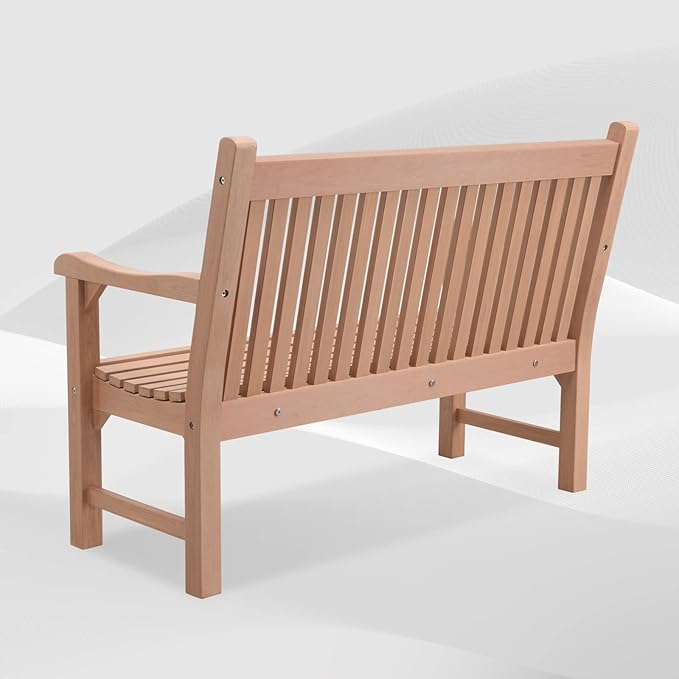 Psilvam 2-Person Poly Lumber Outdoor Bench with 700 Lbs Weight Capacity – Weatherproof Garden Seating for, Balcony Porch & Park, All-Weather Fade-Resistant Patio Furniture (Teak Color) PsilvamGardenFurniture
