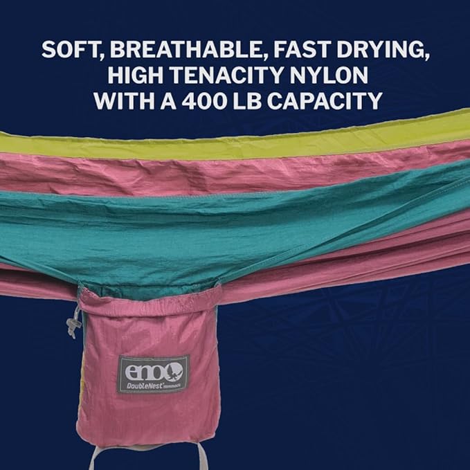 ENO, Eagles Nest Outfitters DoubleNest Lightweight Camping Hammock, 1 to 2 Person, Special Edition Colors, ATC EaglesNestOutfitters