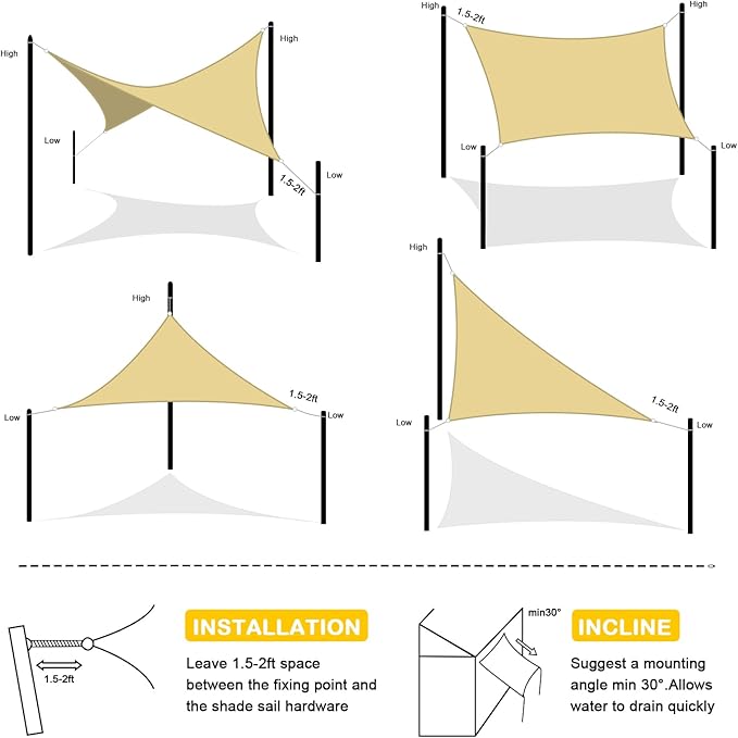 Artpuch Waterproof Sun Shade Sail, 10'x13' Sand Rectangular, UV Resistant Rain Canopy, Curved Edges Shade Cloth for Outdoor Patio, Deck, Yard (Customizable) Artpuch