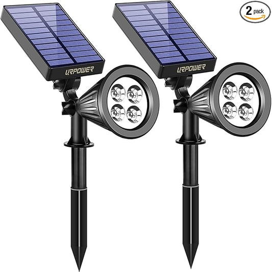 URPOWER Solar Spot Lights - 2-in-1 Waterproof Landscape Spotlights, Dusk-to-Dawn Solar Powered Outdoor Lights for Garden, Yard, Pathway (2 Pack) URPOWER