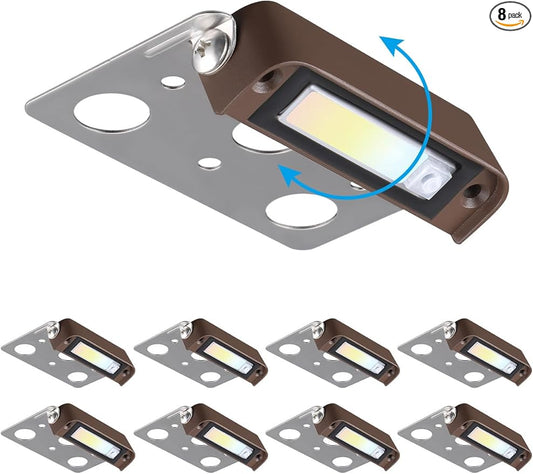 LEONLITE 8-Pack Premium Series 5CCT 4 Inch LED Hardscape Lighting Swivel, 2200K/2700K/3000K/4000K/5000K Selectable, Retaining Wall Light Low Voltage, 12V Paver Light, 2W Outdoor Step Light, ETL LEONLITE