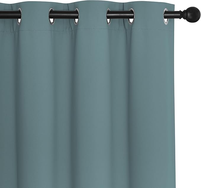 NICETOWN Blackout Room Divider Curtains for Sliding Glass Doors 102 Inches Long 1 Panel, Extra Wide Curtains for Doorway Patio Bedroom Living Room (Greyish Blue, 80Wx102L, 1 Panel) NICETOWN