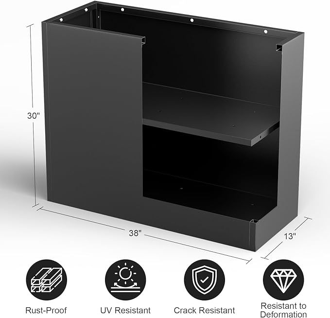 Metal Large Planter Box 38" L x 13" W x 30" H, Heavy Duty Tall Rectangle Outdoor Planter Box with Removable Insert Shelves for Porch, Garden, Patio, Yard (Black) Baotree