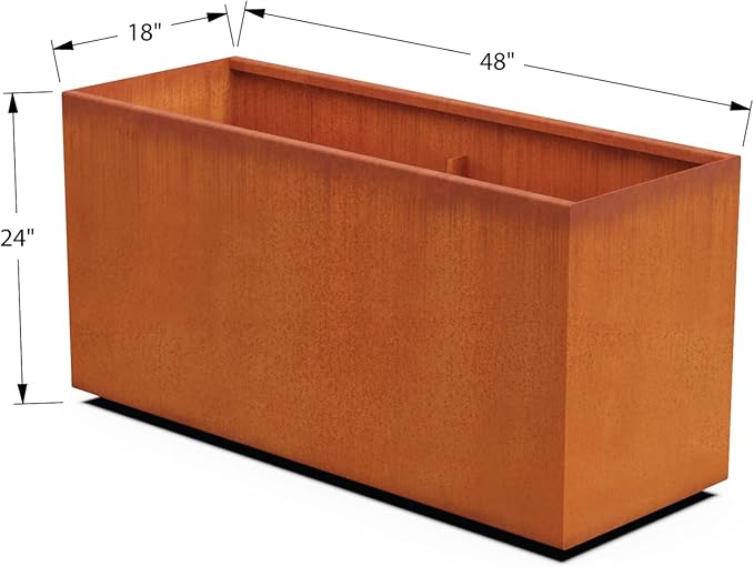 Plantercraft Large Rectangular Planters for Outdoor Plants - 48x18x24 Extra Large Corten Steel Planter Box for Patio Divider or Raised Garden Bed | Weathering Steel Metal Planter Plantercraft
