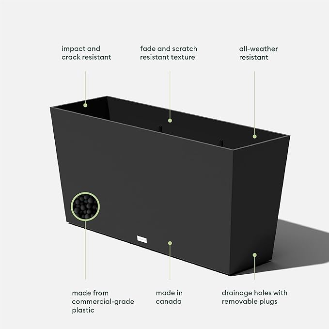 Veradek Midori Long Trough Planter (Black, 39 inch - 2 Pack with 2 Saucer Trays) VeradekOutdoor