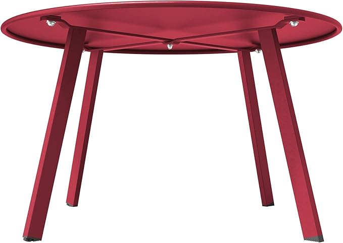 Grand patio Round Steel Patio Coffee Table, Weather Resistant Outdoor Large Side Table, (Red, 1PC) GrandPatio