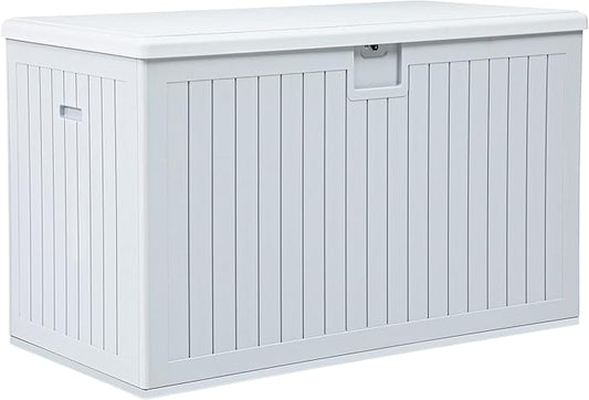 YITAHOME XXL 230 Gallon Large Deck Box,Outdoor Storage for Patio Furniture Cushions,Garden Tools with Flexible Divider,Waterproof,Lockable (White) YITAHOME