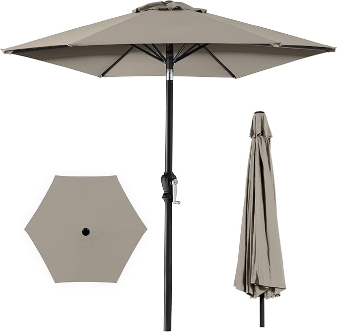 Best Choice Products 10ft Outdoor Table Compatible Steel Polyester Market Patio Umbrella w/Crank and Easy Push Button Tilt BestChoiceProducts