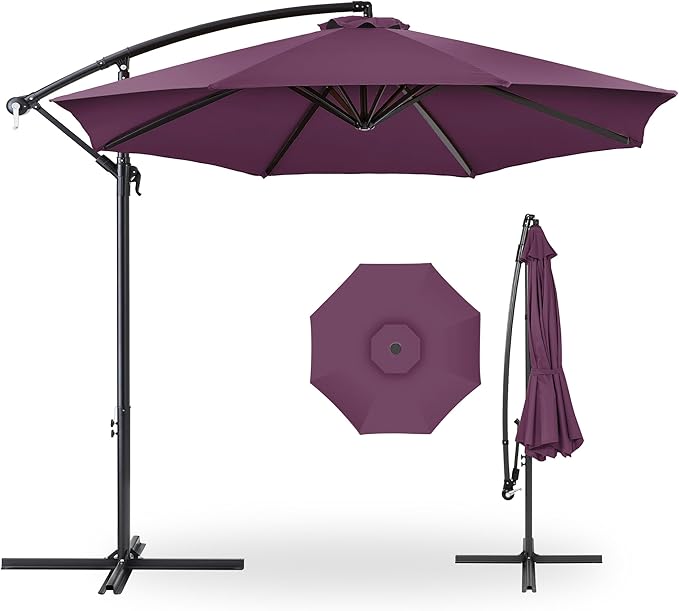 Best Choice Products 10ft Offset Cantilever Hanging Market Patio Umbrella, 8 Sturdy Ribs, Easy Adjustment - Amethyst Purple BestChoiceProducts