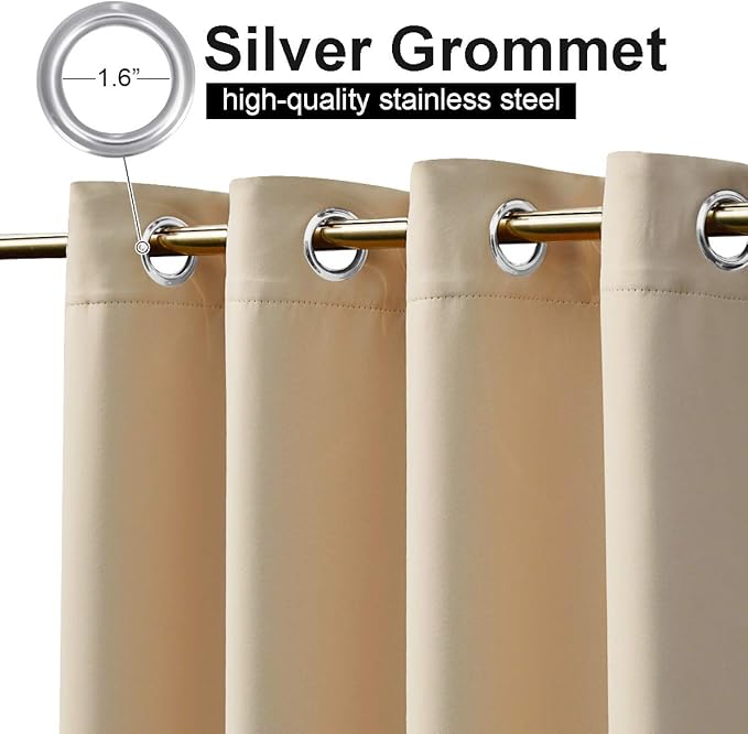 NICETOWN Outdoor Curtain for Patio Waterproof, Sunlight Block Rustproof Grommet Top and Bottom Windbreak, Thick Enough Protect You from Sun/Rain for Deck, Biscotti Beige, W84 x L108, 1 Piece NICETOWN