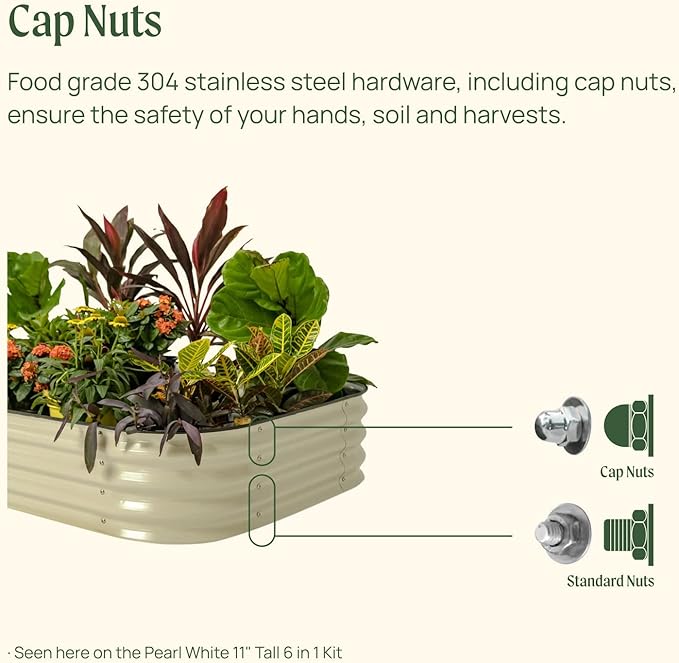 Vego garden Raised Garden Bed Kit, 11" Tall 6 in 1 Modular Metal Raised Planter Bed for Vegetables Flowers Patio Ground Planter Box, Modern Gray VegoGarden