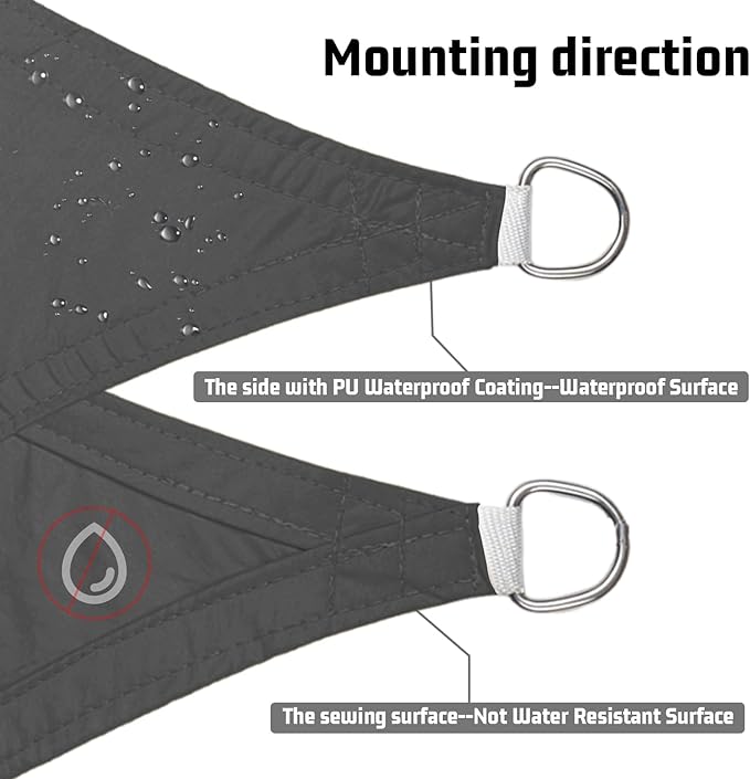 LOVE STORY Right Triangle 9'x12'x15' Waterproof Sun Shade Sail Canopy UV Block for Outdoor Patio Backyard Carport,Dark Grey(We Make Custom Size) LOVESTORY