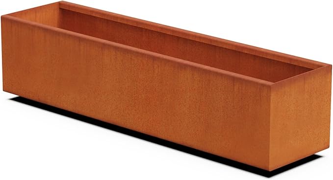Plantercraft Large Rectangular Planters for Outdoor Plants 48 Inch Corten Steel Planter Box, Heavy Duty Metal Raised Garden Bed for Patios, Fully Assembled Plantercraft