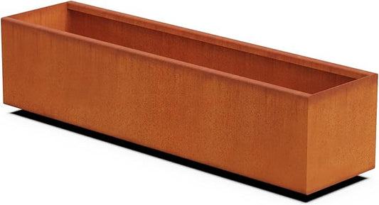 Plantercraft Large Rectangular Planters for Outdoor Plants 48 Inch Corten Steel Planter Box, Heavy Duty Metal Raised Garden Bed for Patios, Fully Assembled Plantercraft