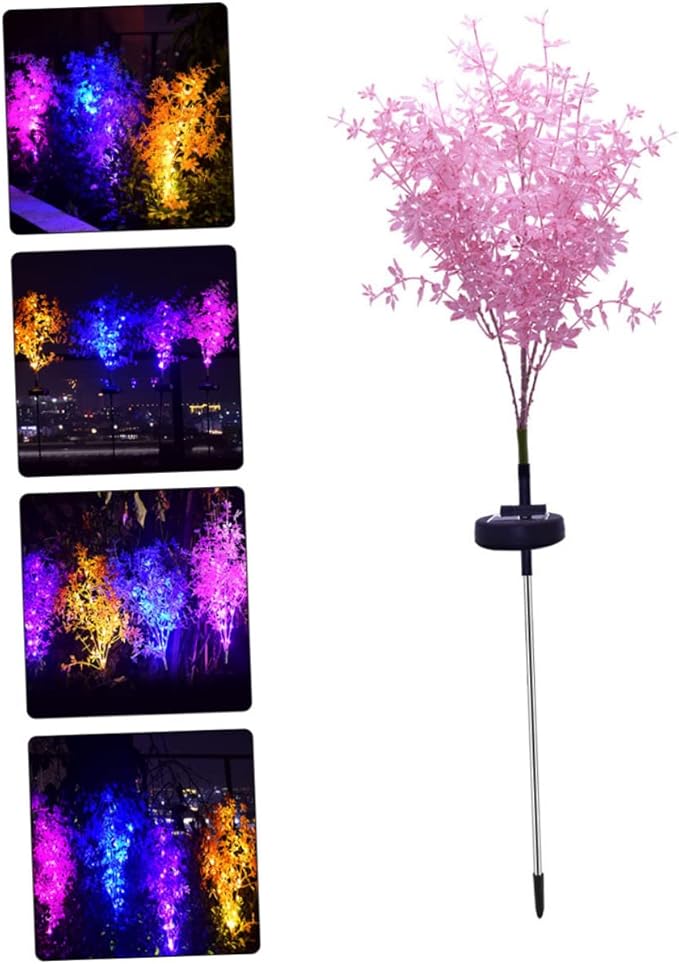 balacoo Led Solar Garden Light Plant Shaped Outdoor Lamp Ornament for Lawn Decoration Durable and Weatherproof Pink Rose Design for Garden Pathway balacoo