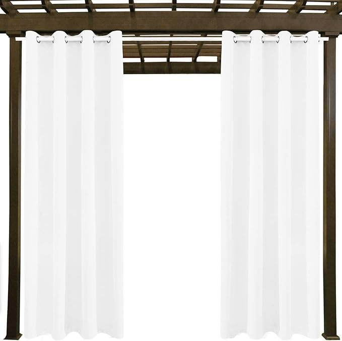 Outdoor Indoor Curtains W52 x L132 for Patio - Weather-resistant Window Panels Privacy Protect Grommet Top Thermal Insulated Home Curtain for Porch Pergola Lawn Garden Hot Tub Area (2 Panels) DivaenCamino