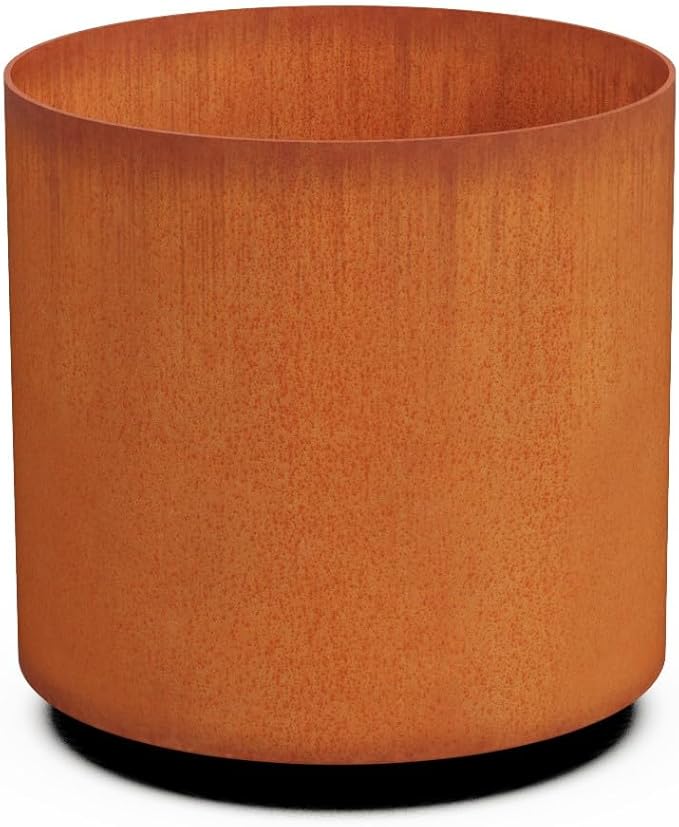 PLANTERCRAFT Corten Steel Metal Planter Box, Round Sizes, Modern Garden Steel planters for Commercial and Residential Outdoor Use. Plantercraft