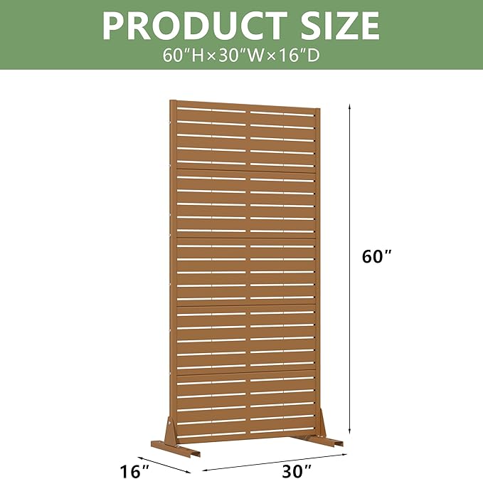 Casaphoria Metal Privacy Screen Outdoor, 72" H x 35" W Freestanding Decorative Privacy Screen for Patio Deck Balcony Garden with Stable Base, Black-Perilla Casaphoria