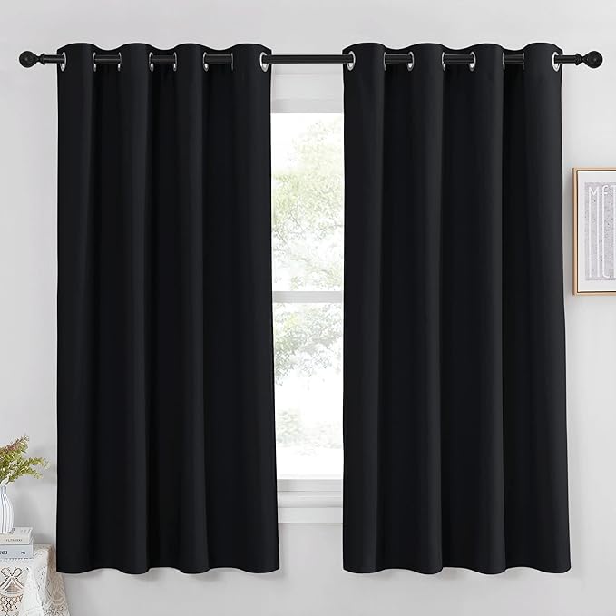 NICETOWN Black Out Curtains 63 inch Long - Grommet Thermal Insulated Modern Room Darkening Window Treatments Soundproof Drape for Bedroom/Nursery, W52 x L63, 1 Piece NICETOWN