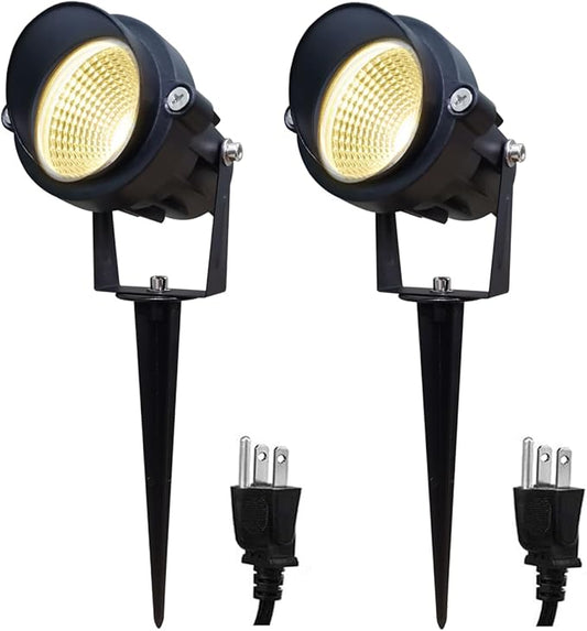TOVEENEN LED Outdoor Landscape Spotlight 120V 12W Waterproof Spot Lights for Yard House Garden Christmas Lighting, 3000K Warm White, 2 Pack TOVEENEN