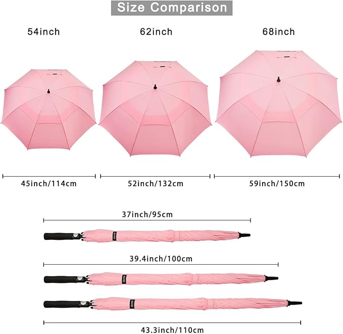G4Free 47/54/62/68/72 Inch Automatic Open Golf Umbrella Oversize Extra Large Double Canopy Vented Windproof Waterproof Stick Umbrellas G4Free
