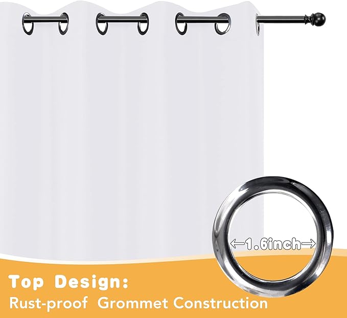 HolidayIdeas Extra Wide Outdoor Curtains for Patio Waterproof, 4 Panels - 110 x 95 Inch - Privacy & Light Filtering Curtains White Grommet Outside Curtains for Porch, Gazebo, Pergola, Backyard HolidayIdeas