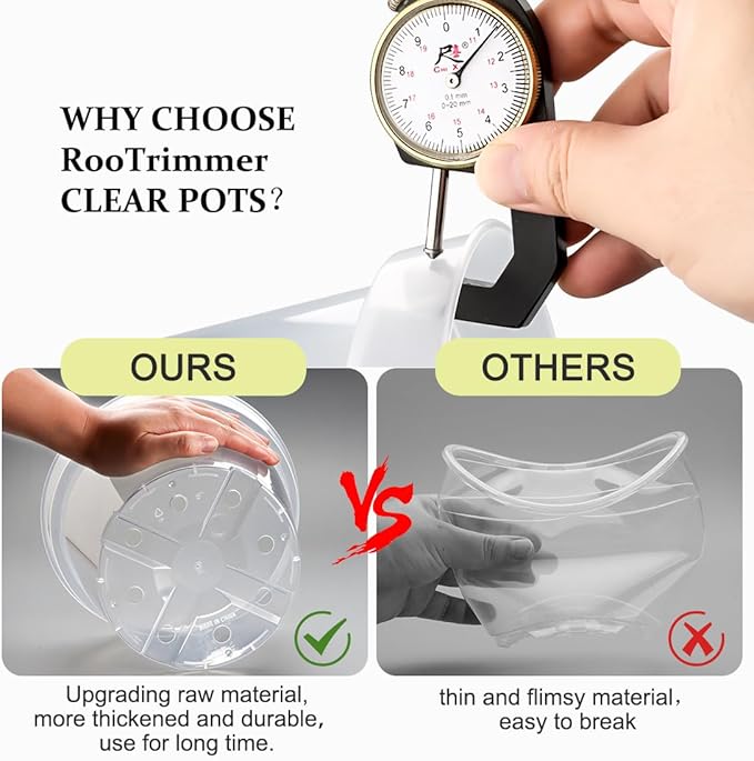 8/6/4 Inch Clear Plant Nursery Pots 15 Pack, Transparent Plastic Plant Pot with Drainage Hole, Sturdy Planting Starter Pots for Seedlings Herbs Flowers Vegetable (Clear-15P) RooTrimmer