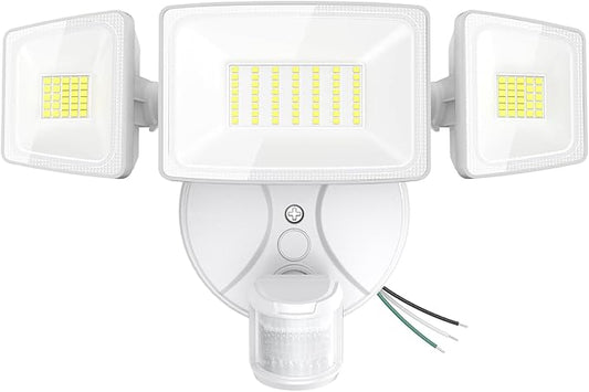 Onforu 75W LED Flood Light Motion Sensor Outdoor, 7000lm Dusk to Dawn Flood Light, Security Light with Three Head, IP65 Waterproof Exterior Floodlight, 6500k Wall Light for Entryway Stairs Yard Garage Onforu