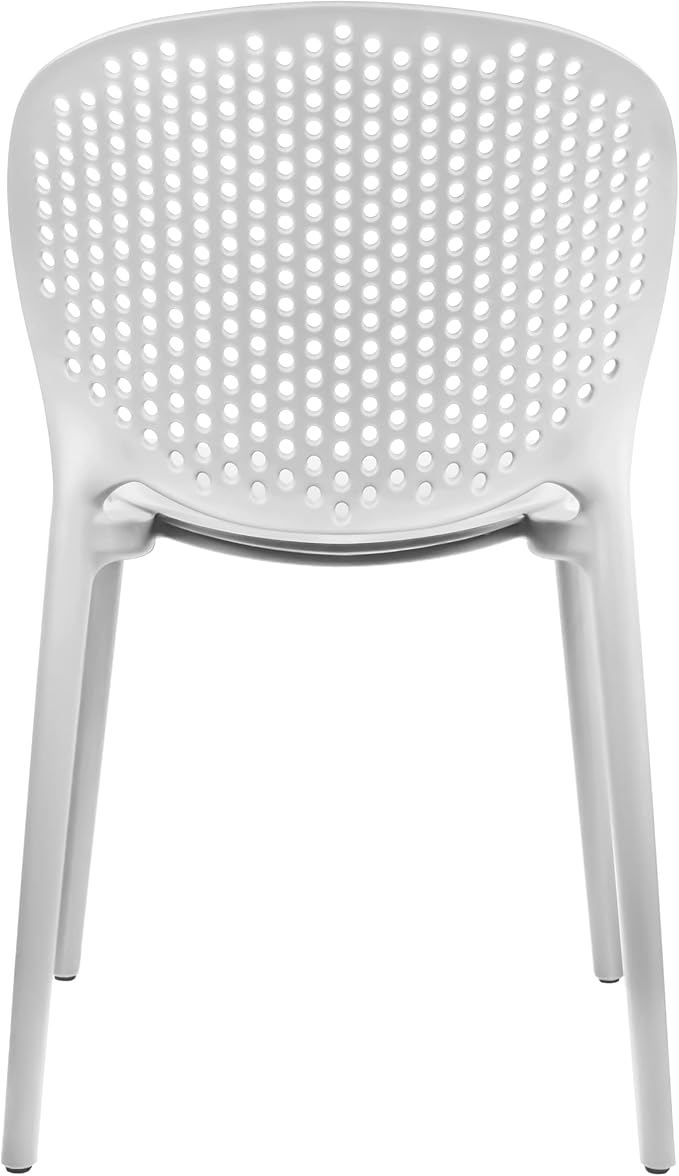 2xhome Set of 4 Patio Dining Chairs | Modern Stackable Outdoor Pool Side Chair | Weather Resistant Plastic for Yard, Porch, Balcony, Kitchen, White 2xhome