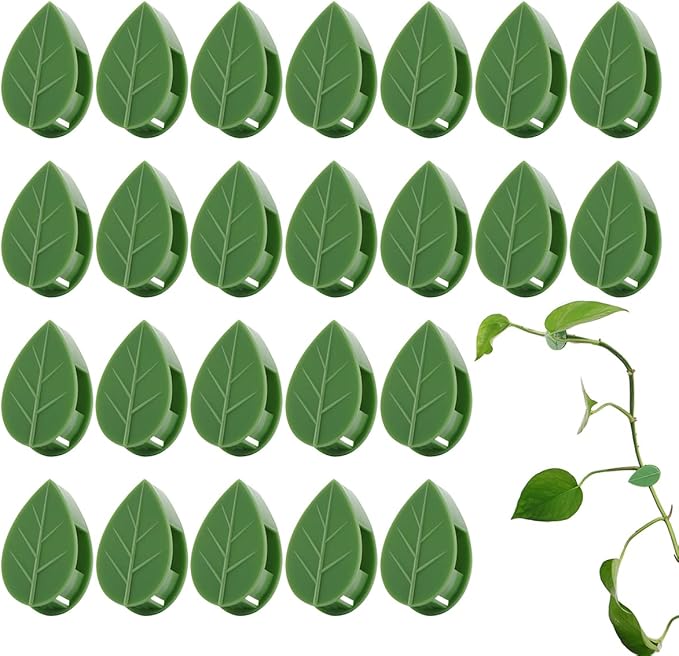 40 Pcs Plant Climbing Wall Fixture Clips Self-Adhesive Hook Vines Traction Clips Invisible Holder Garden Green Leaf Simulation Self-Adhesive Hook Wire Fixing Supporting LUCKJUJU