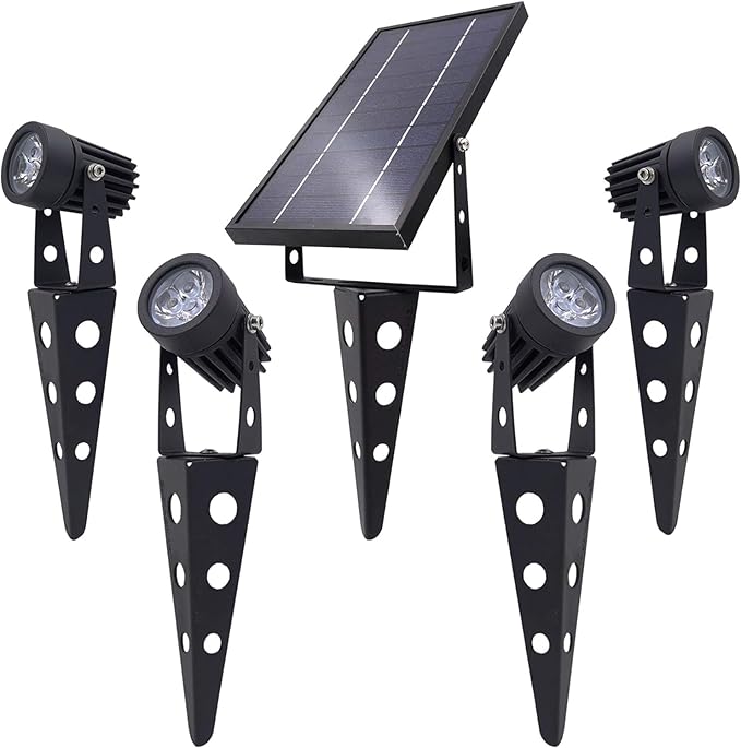4-Spotlight Mini 50X Solar-Powered LED Spotlight (Cool White LED), Black Finish, Outdoor Garden Yard Landscape Downlight SolarLightMart