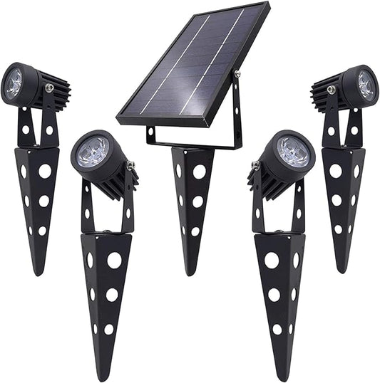4-Spotlight Mini 50X Solar-Powered LED Spotlight (Cool White LED), Black Finish, Outdoor Garden Yard Landscape Downlight SolarLightMart