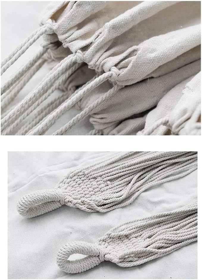 Hammock Brazilian Double Hammocks Soft Comfortable Fabric Cotton Canvas Hanging Portable Two Person Hammock Boho Fringe Large for Adults Backyard Travel KEREITH