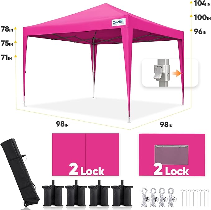 Quictent Privacy 8x8 Pop up Canopy Tent with Sidewalls and Roll-up Ventilated Windows, One Person Easy Setup, Outdoor Commercial Gazebo Shelter Enclosed Waterproof, Bonus 4 Sandbags QUICTENT