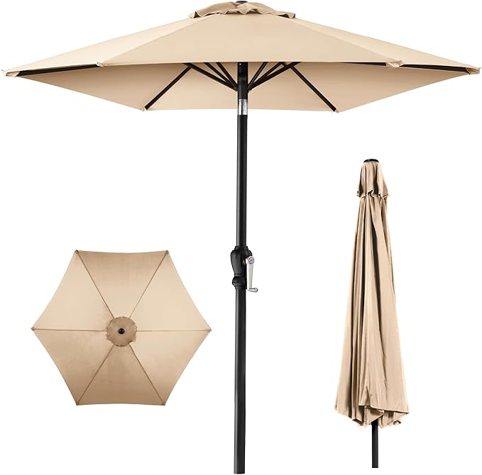 Best Choice Products 10ft Outdoor Table Compatible Steel Polyester Market Patio Umbrella w/Crank and Easy Push Button Tilt BestChoiceProducts