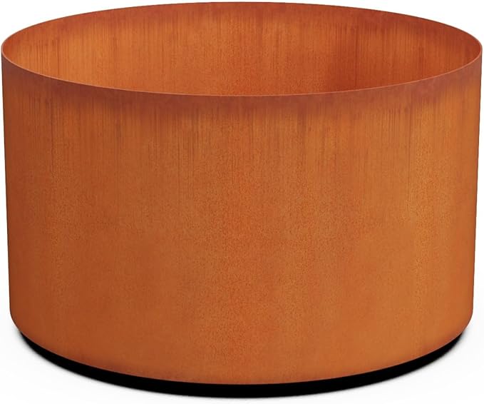 Plantercraft Corten Steel Planter - 30" Dia x 18" H Large Round Planters for Outdoor Plants - Heavy Duty Extra Large Outdoor Planters for Modern Patio & Garden Decor Plantercraft